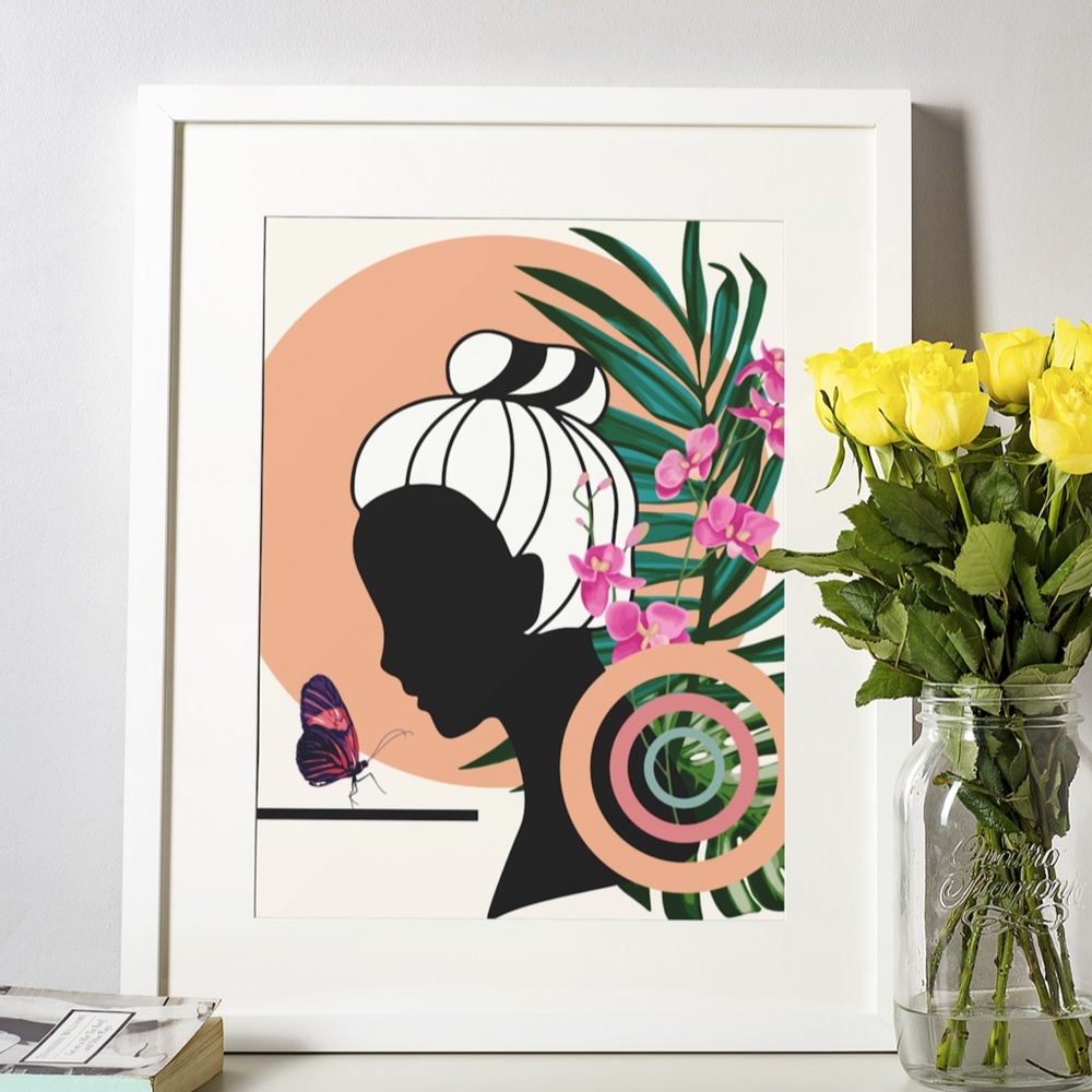 Modern Wall Art Print Butterfly Girl Unframed - Picture 3 of 15